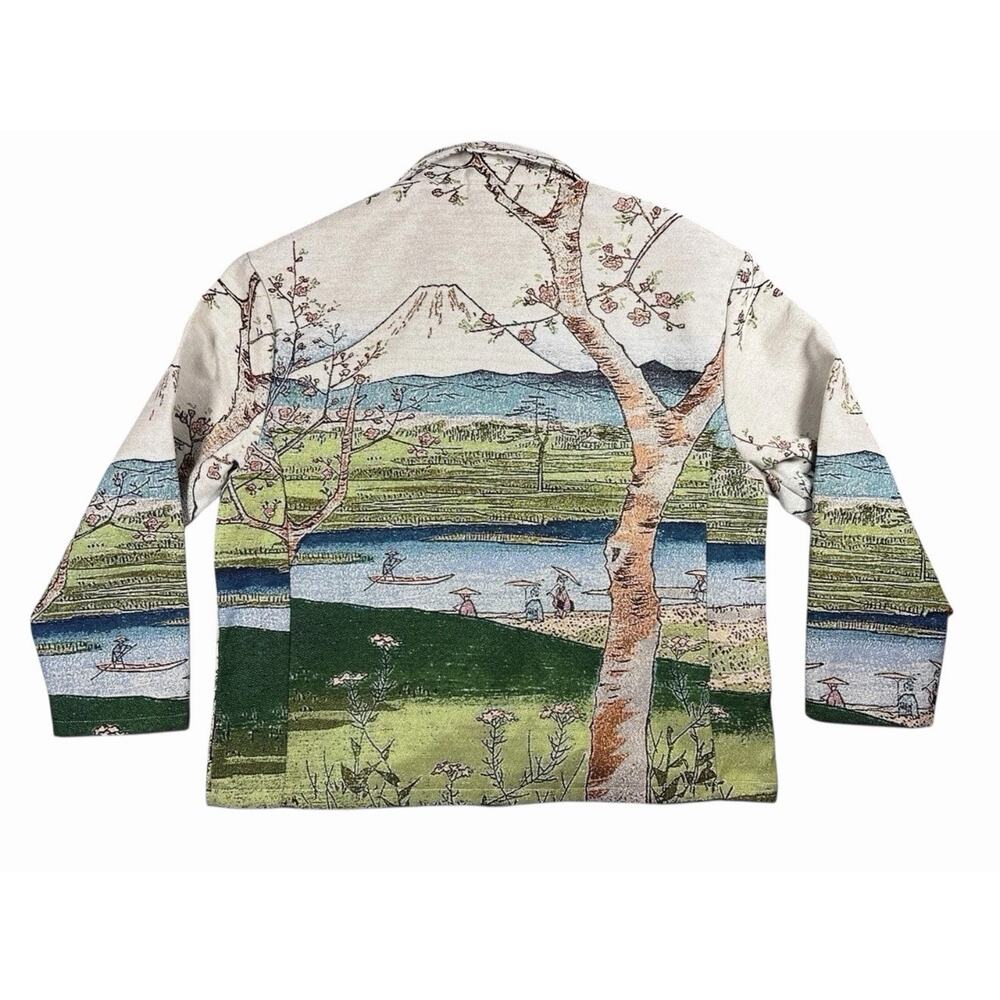 NEW Rebel Vengeance Tapestry All Over Print Jacket Japan Mt Mount Fuji Large - Picture 3 of 7